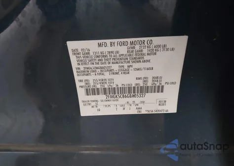 2016 Ford Flex Sel из США, поврежденный, VIN 2FMGK5C86GBA05327